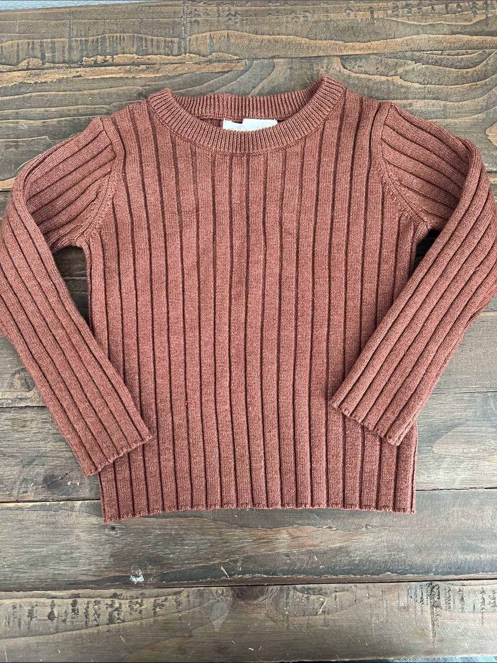 Rylee + Cru Ribbed Crewneck Sweater - Rust Brown